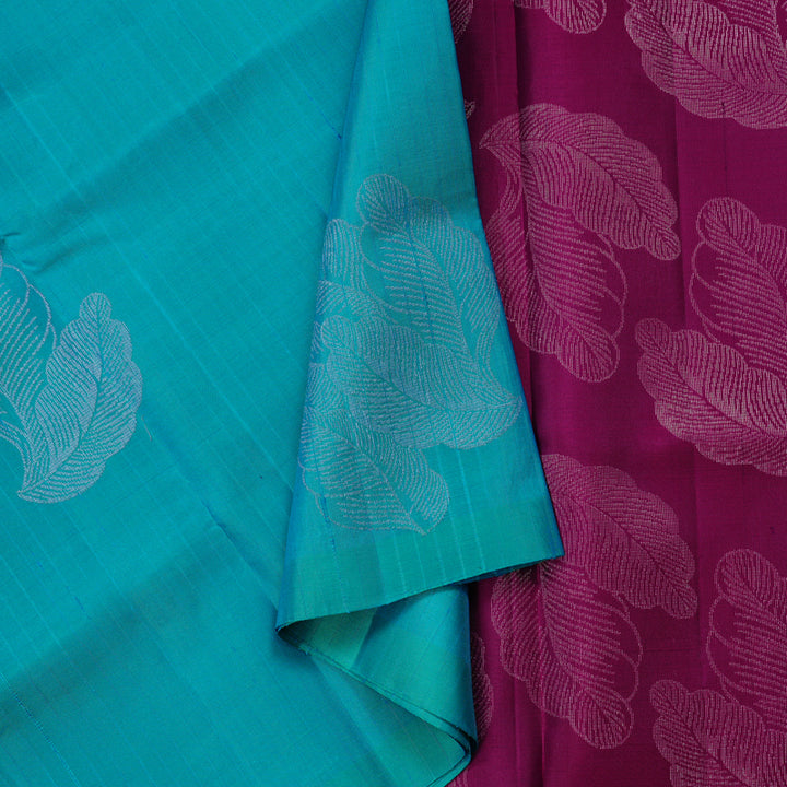 Hayagrivas Sea Blue Handloom Soft Silk Saree KBE64D19-1