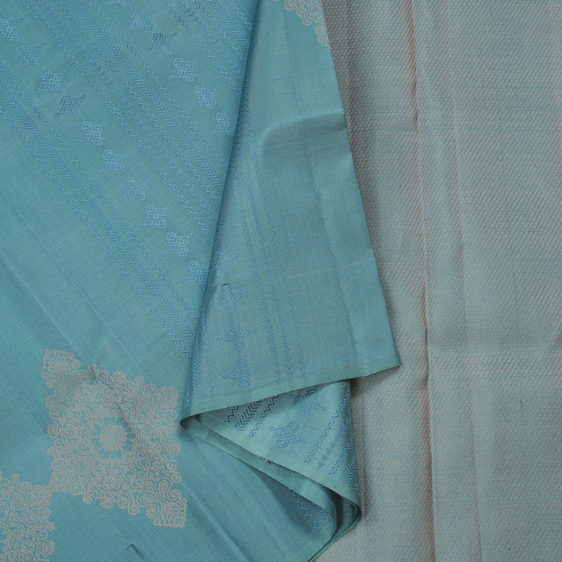 Hayagrivas Handloom Soft Silk Saree in Gorgeous Powder Blue KBE64D2-4
