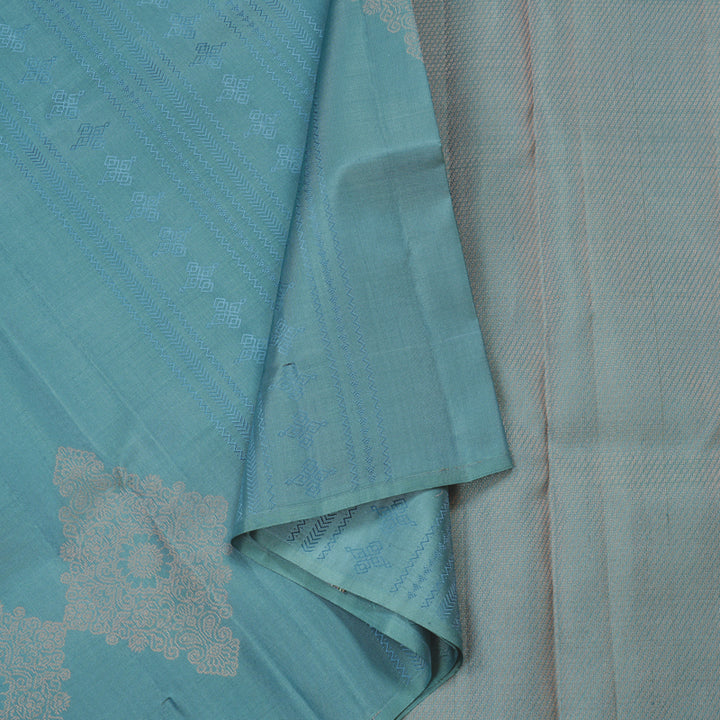 Hayagrivas Handloom Soft Silk Saree in Gorgeous Powder Blue KBE64D2-4