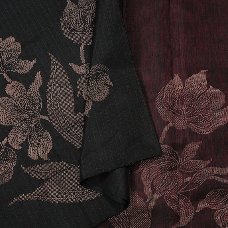 Hayagrivas Handloom Soft Silk Saree in Regal Black KBE64D4-1