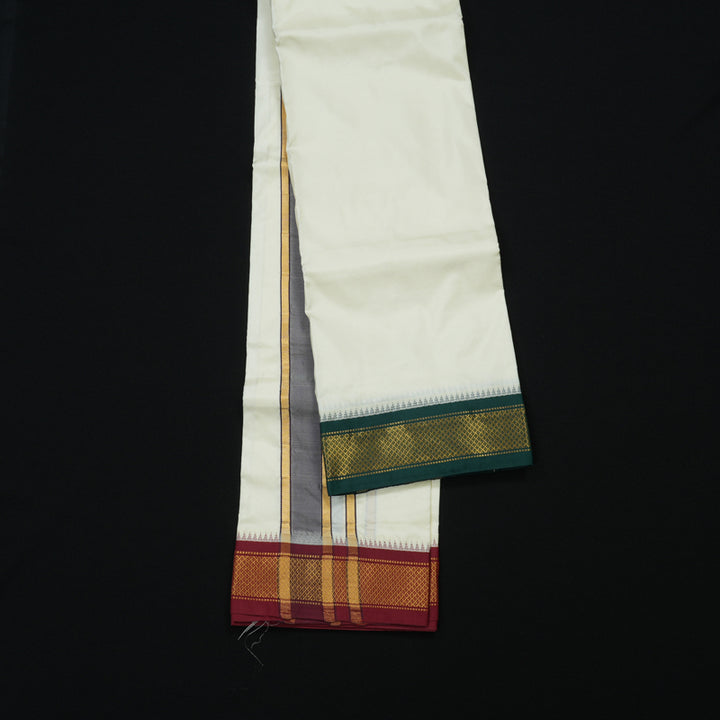 Hayagrivas Handloom 4 Mulam Silk Dhoti with Ganga Jamuna border KBE650G4-7