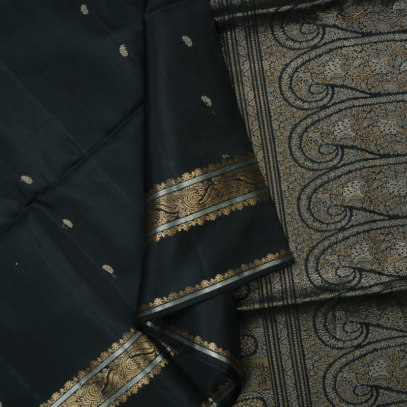 Hayagrivas Handloom Pure Soft Silk saree in Classic Black KBE654G21-1