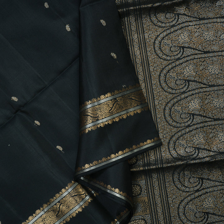 Hayagrivas Handloom Pure Soft Silk saree in Classic Black KBE654G21-1