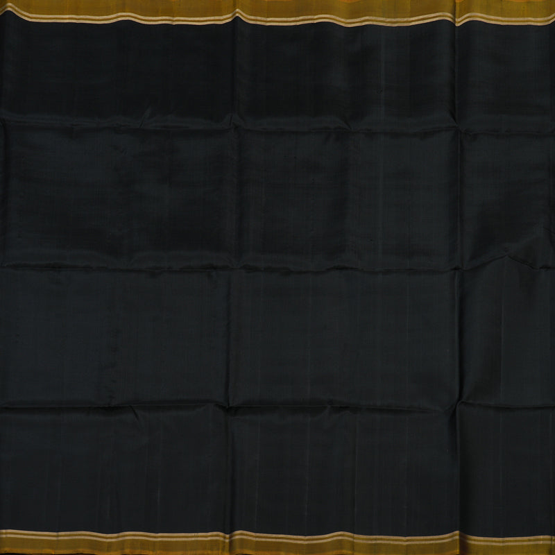 Hayagrivas Handloom Pure Soft Silk Saree in classic Black with Olive yellow KBE656G1-1