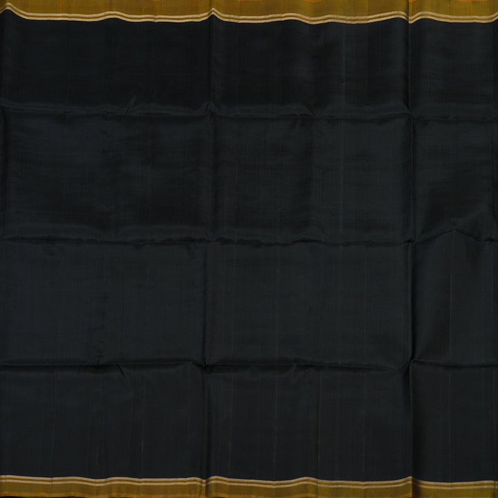 Hayagrivas Handloom Pure Soft Silk Saree in classic Black with Olive yellow KBE656G1-1