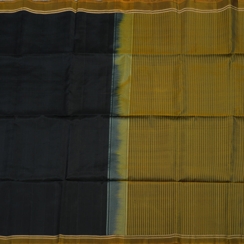 Hayagrivas Handloom Pure Soft Silk Saree in classic Black with Olive yellow KBE656G1-1