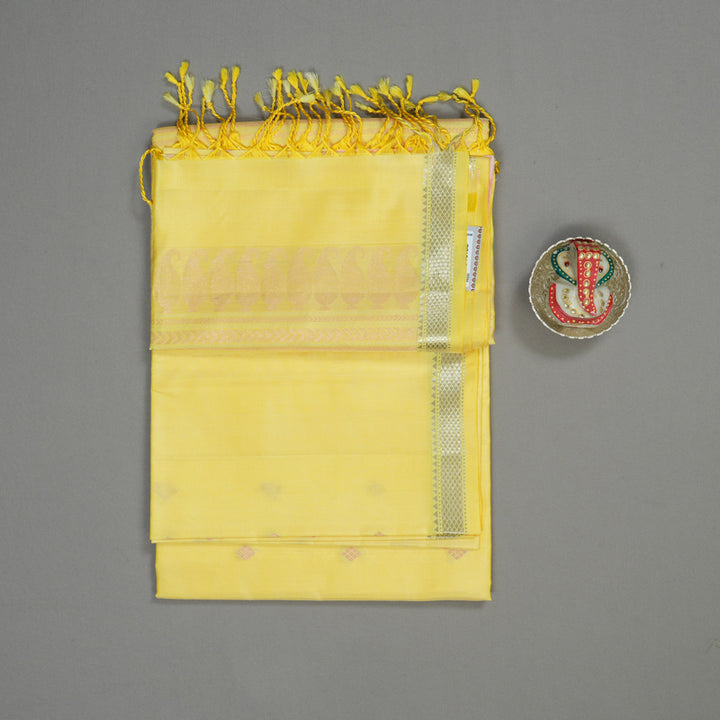 Hayagrivas Handloom Lemon Yellow Soft Silk Saree KBE656G4-2