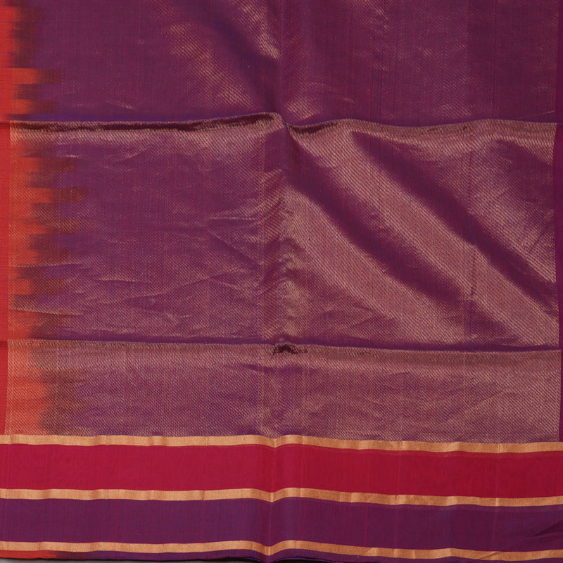 Hayagrivas Red Pure Kora Silk Cotton Saree with Purple & Deep Pink Border KBE657G3-25