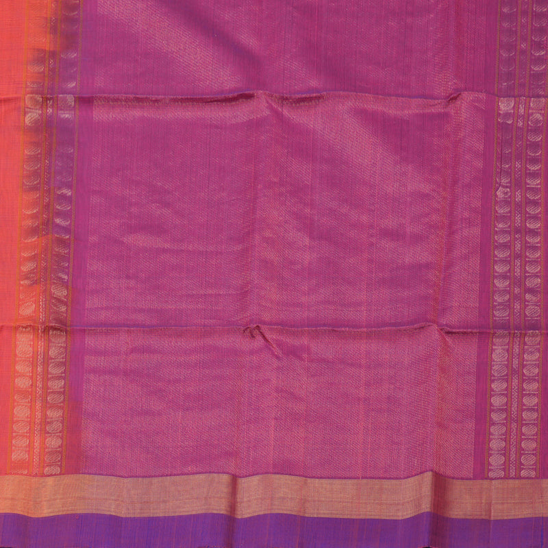 Hayagrivas Pure Kora Silk Cotton Saree in Peach Pink with Magenta KBE657G3-41