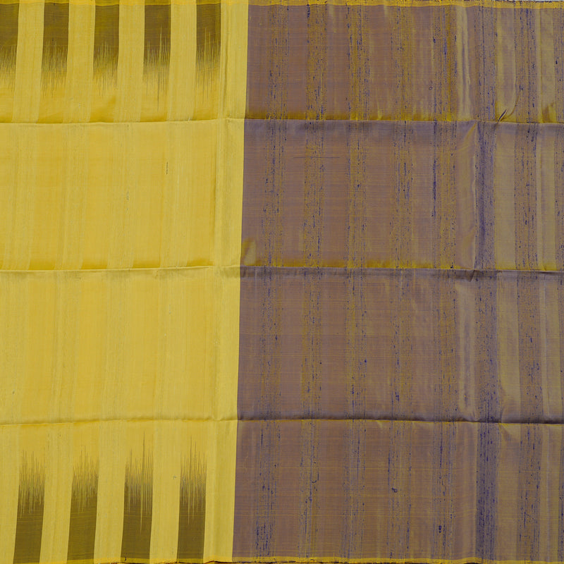 Hayagrivas Mustard Yellow Handloom Soft Silk Saree with Dual Tone (Blue With Yellow) Border KBE65D1-1