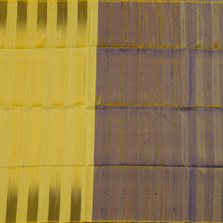 Hayagrivas Mustard Yellow Handloom Soft Silk Saree with Dual Tone (Blue With Yellow) Border KBE65D1-1