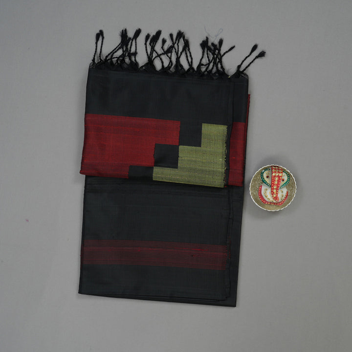 Hayagrivas Handloom Black Pure Soft Silk Saree KBE660G6-1