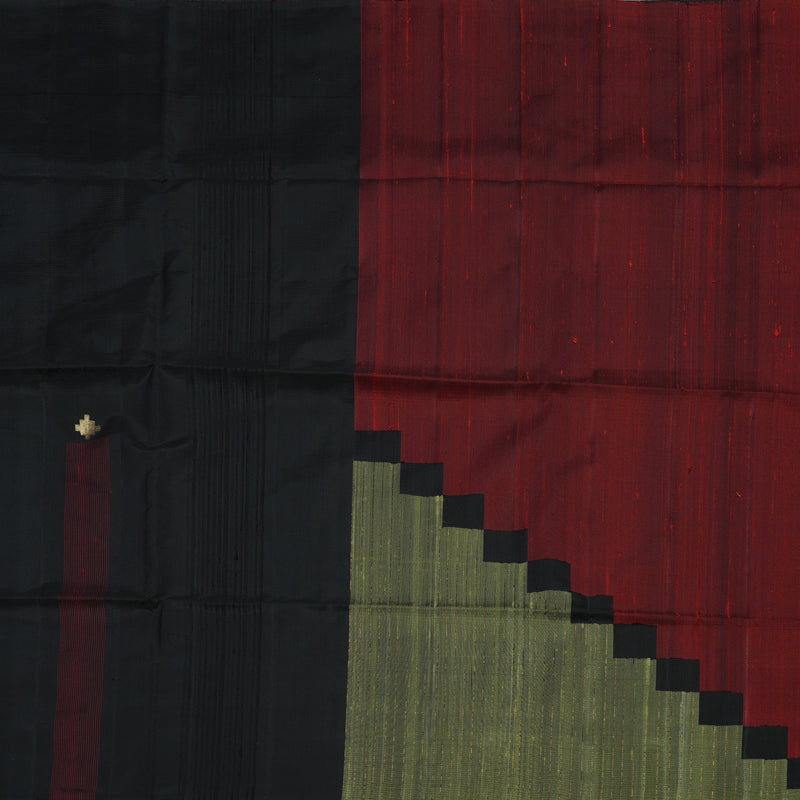 Hayagrivas Handloom Black Pure Soft Silk Saree KBE660G6-1