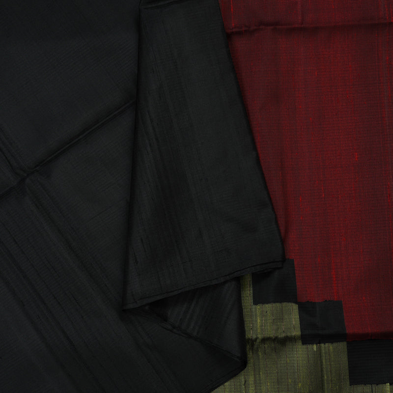 Hayagrivas Handloom Black Pure Soft Silk Saree KBE660G6-1