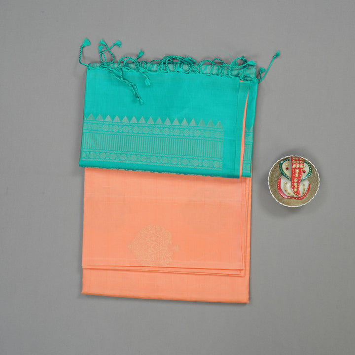 Hayagrivas Handloom Peach Orange Soft Silk Saree KBE662G11-5