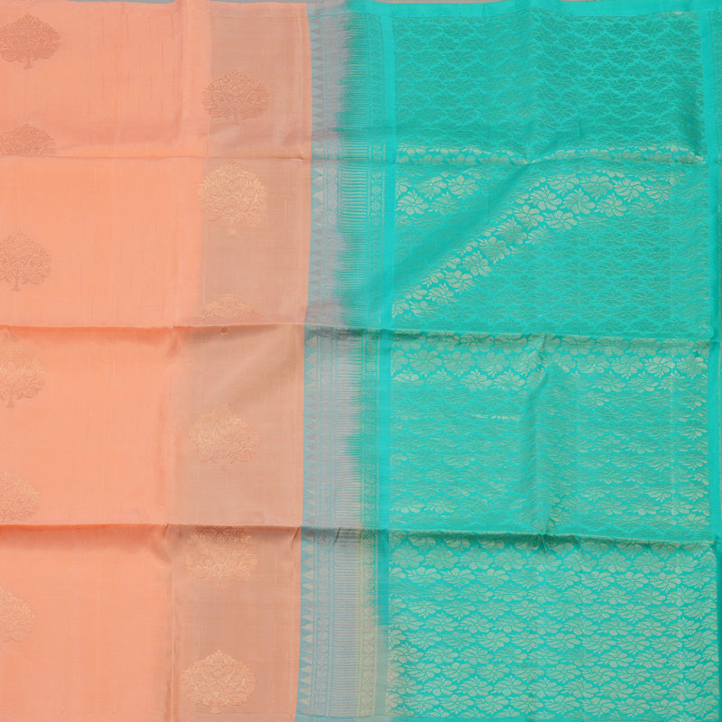 Hayagrivas Handloom Peach Orange Soft Silk Saree KBE662G11-5