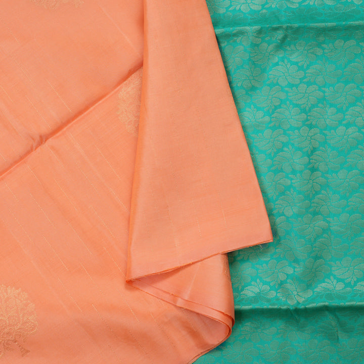 Hayagrivas Handloom Peach Orange Soft Silk Saree KBE662G11-5