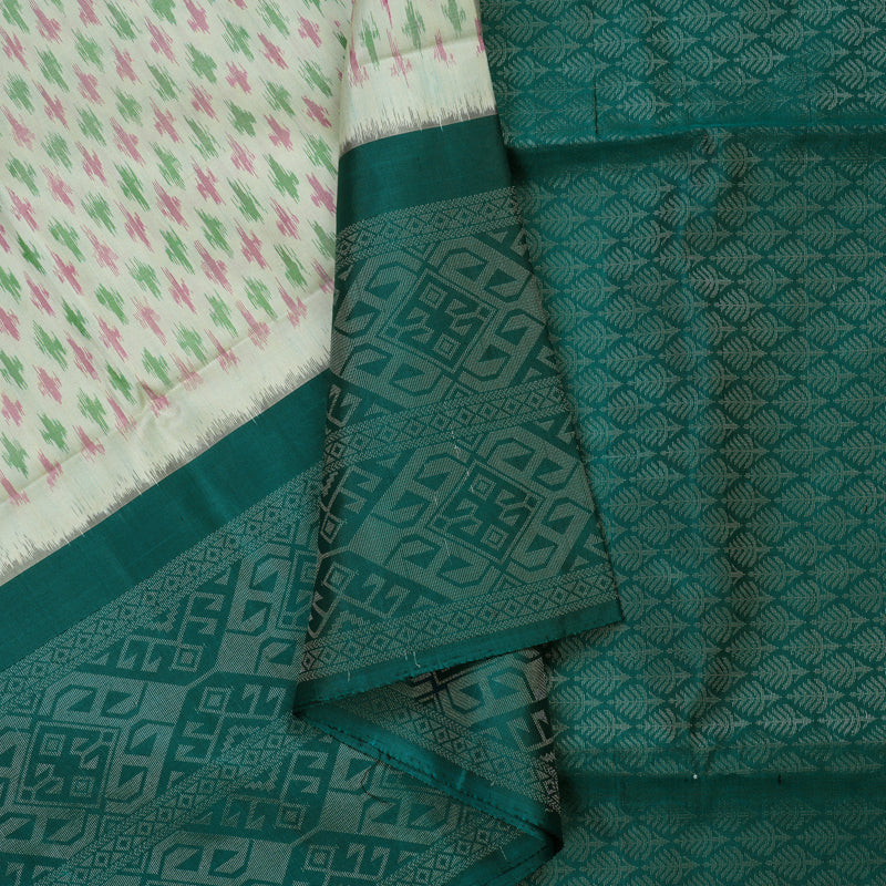 Hayagrivas Pista Green Pure Ikkat Soft Silk Saree KBE662G12-1