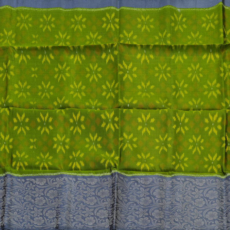 Hayagrivas Handloom Pure Soft Silk Saree in Olive Green with Bluish Grey KBE662G12-3