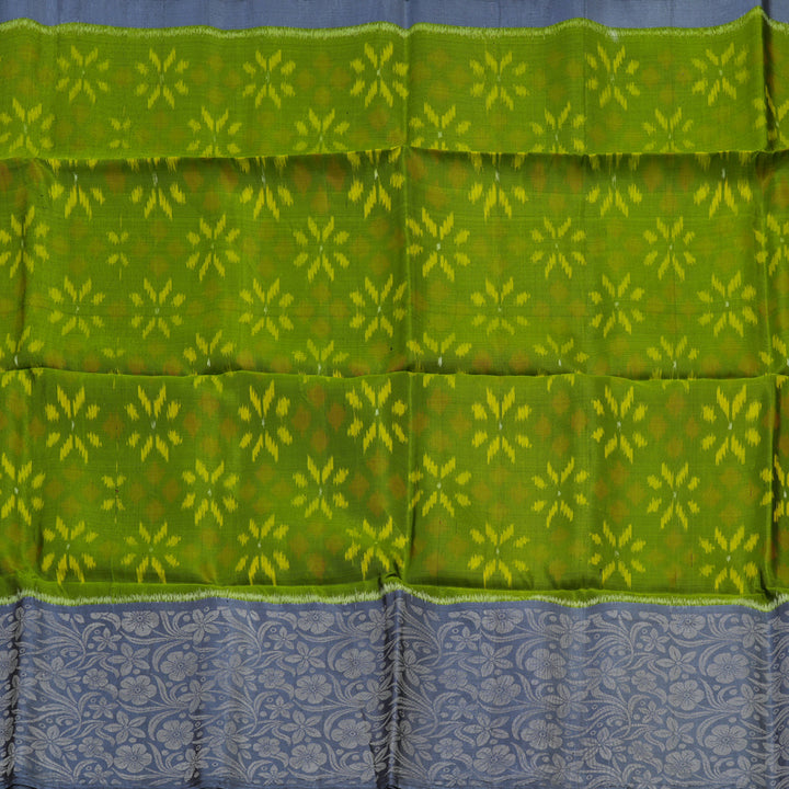 Hayagrivas Handloom Pure Soft Silk Saree in Olive Green with Bluish Grey KBE662G12-3