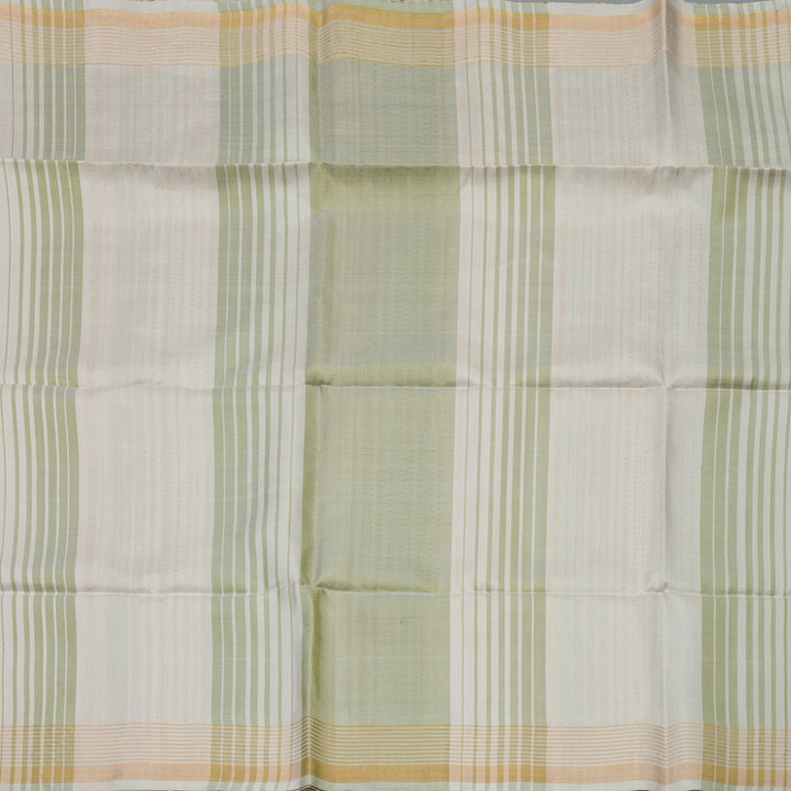 Hayagrivas Cream & Mild Green Pure Soft Silk Saree KBE662G5-2