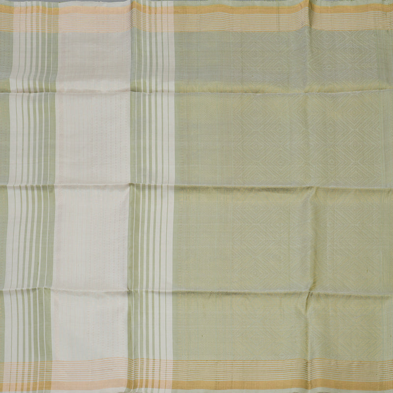 Hayagrivas Cream & Mild Green Pure Soft Silk Saree KBE662G5-2