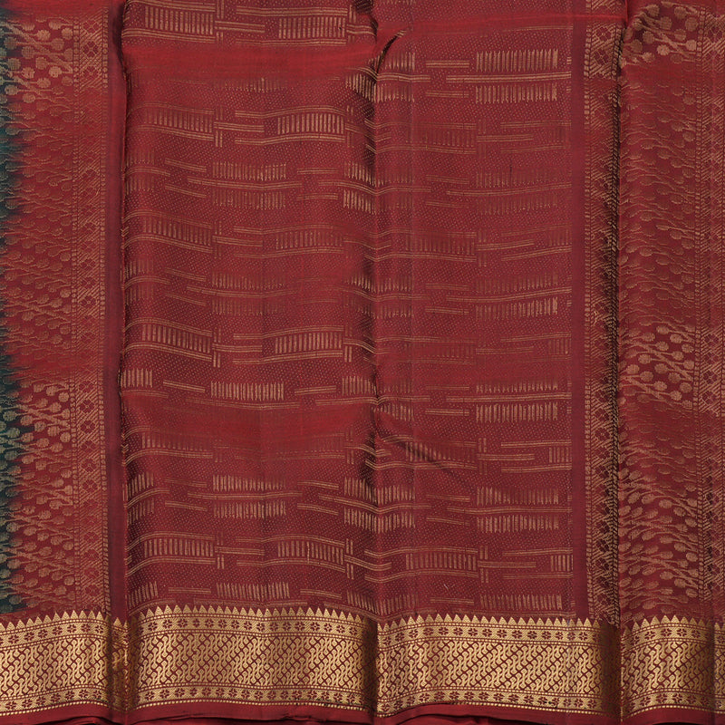 Hayagrivas Handloom Pure Bottle Green Soft Silk Saree with Maroon Border KBE662G7-3