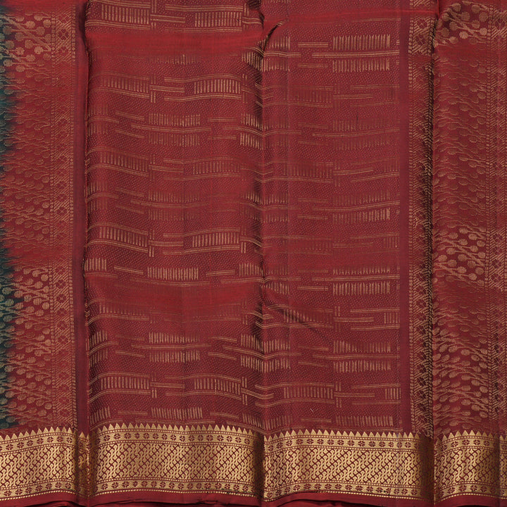 Hayagrivas Handloom Pure Bottle Green Soft Silk Saree with Maroon Border KBE662G7-3