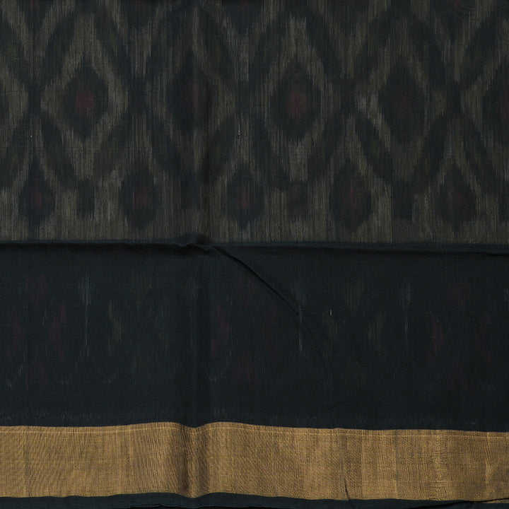 Hayagrivas Handloom Sandal Ikkat Kora Silk Cotton Saree with Black Border KBE663G1-54