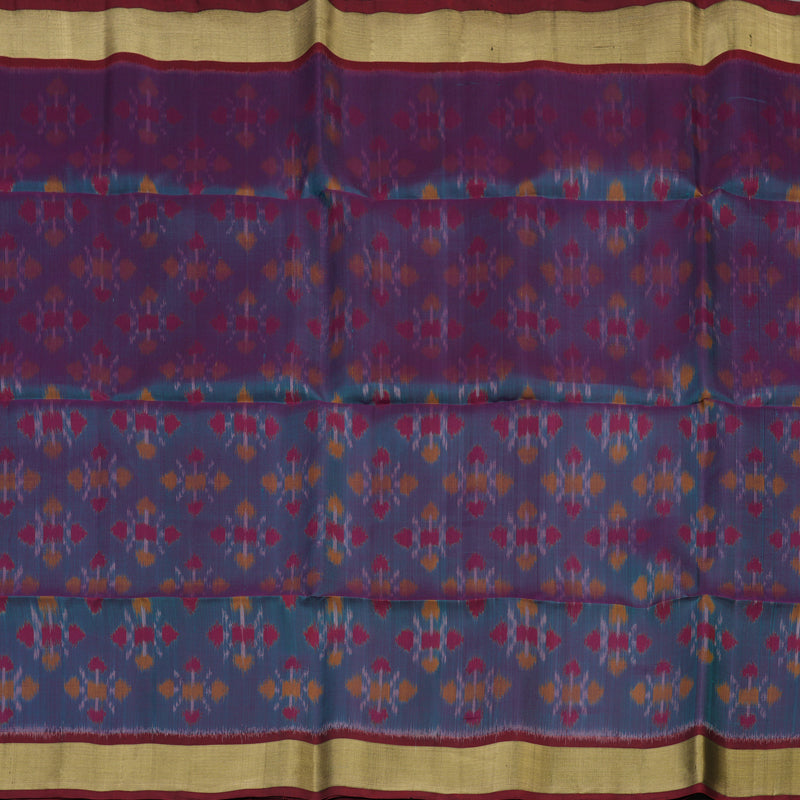 Hayagrivas Handloom Dual Tone (Peacock Green & Purple) Pure Ikkat Soft Silk Saree KBE663G2-1