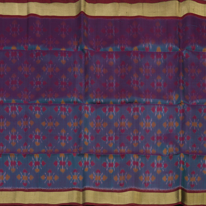 Hayagrivas Handloom Dual Tone (Peacock Green & Purple) Pure Ikkat Soft Silk Saree KBE663G2-1