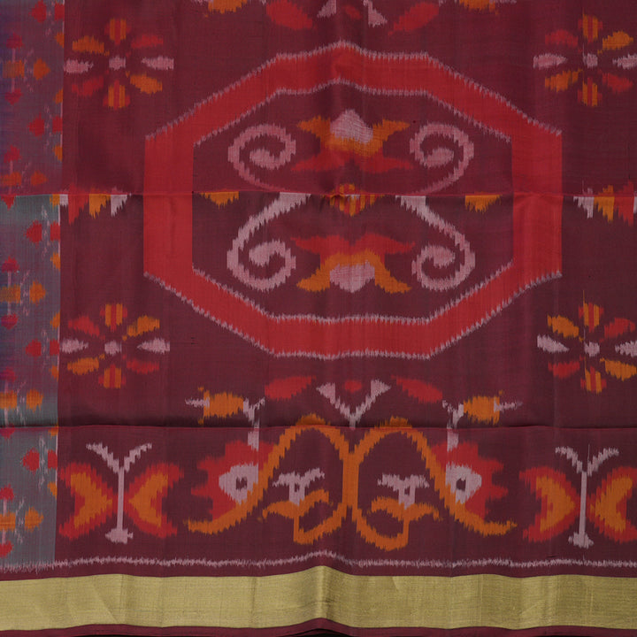 Hayagrivas Handloom Dual Tone (Peacock Green & Purple) Pure Ikkat Soft Silk Saree KBE663G2-1