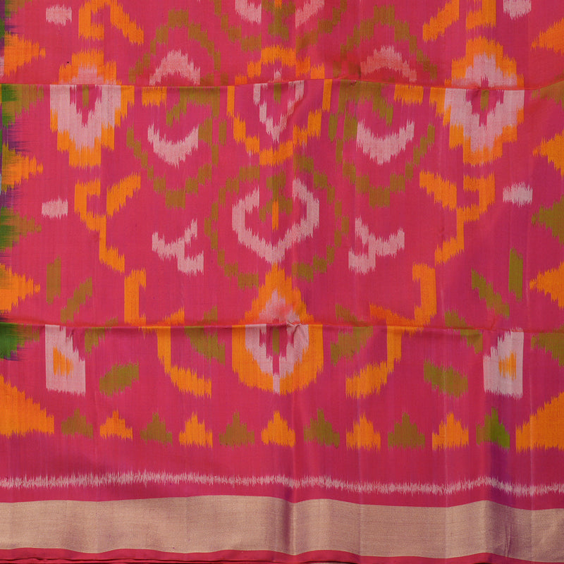 Hayagrivas Handloom Dark Chocolate Brown Pure Ikkat Soft Silk Saree with Pink Border KBE663G2-17