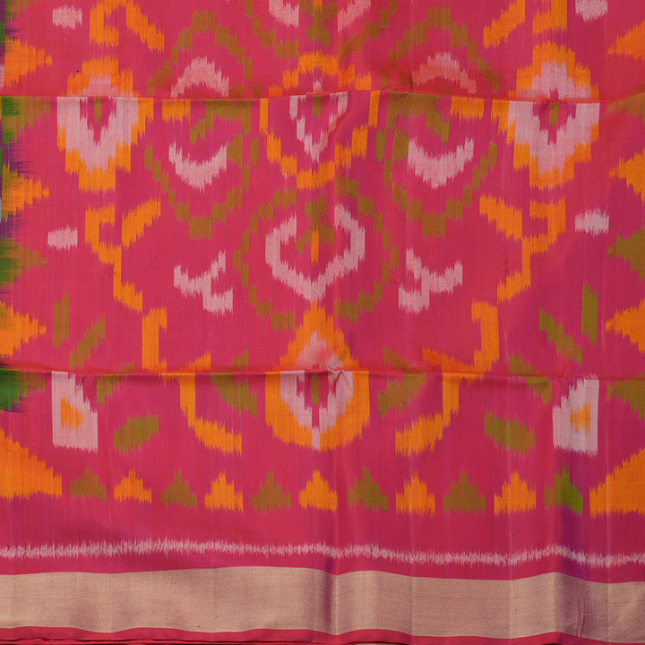 Hayagrivas Handloom Dark Chocolate Brown Pure Ikkat Soft Silk Saree with Pink Border KBE663G2-17