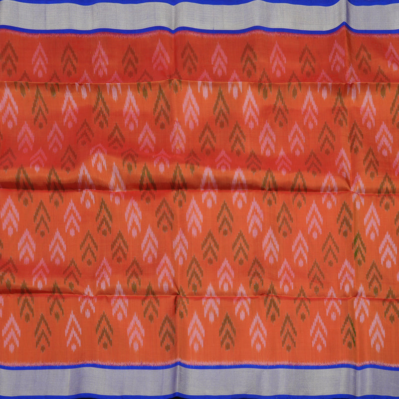 Hayagrivas Handloom Deep Orange Soft Silk Saree with Purplish-Blue Border KBE663G2-18