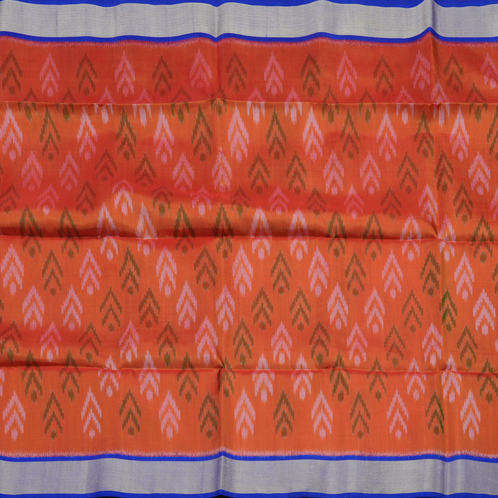 Hayagrivas Handloom Deep Orange Soft Silk Saree with Purplish-Blue Border KBE663G2-18