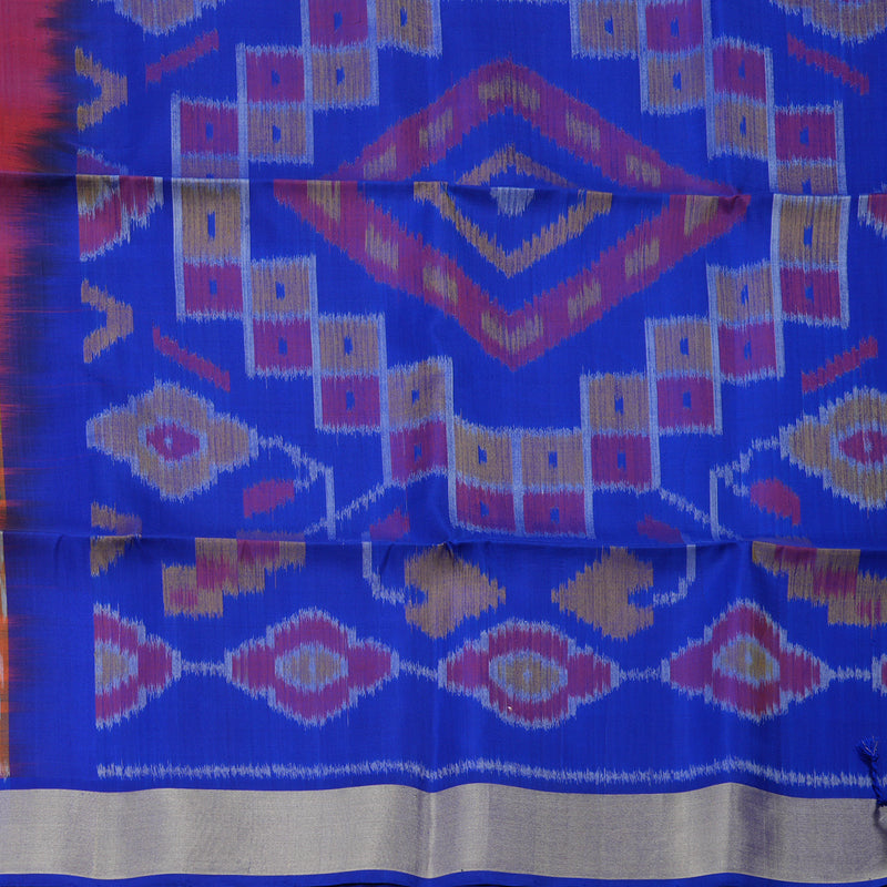 Hayagrivas Handloom Deep Orange Soft Silk Saree with Purplish-Blue Border KBE663G2-18