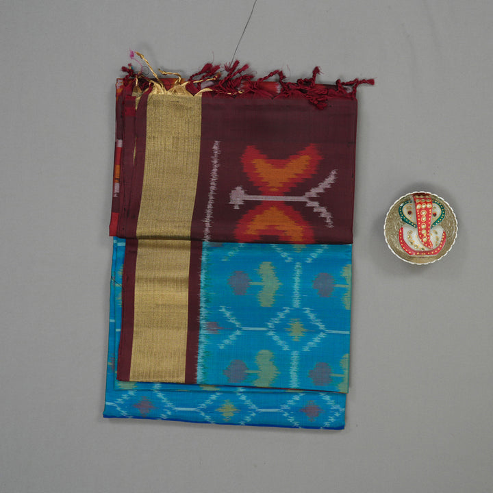 Hayagrivas Handloom Rama Blue Soft Silk Saree with Wine Brown Border KBE663G2-20