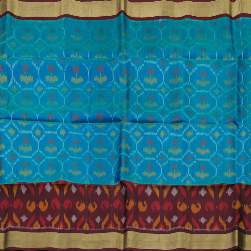 Hayagrivas Handloom Rama Blue Soft Silk Saree with Wine Brown Border KBE663G2-20