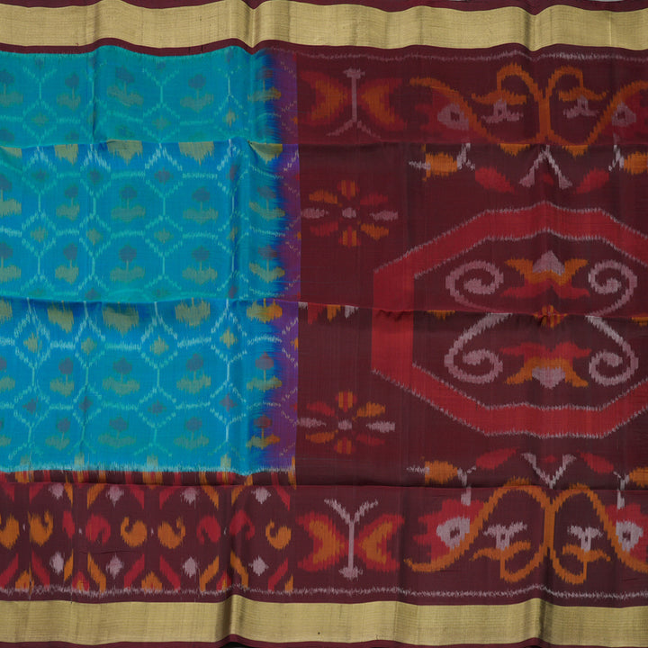 Hayagrivas Handloom Rama Blue Soft Silk Saree with Wine Brown Border KBE663G2-20