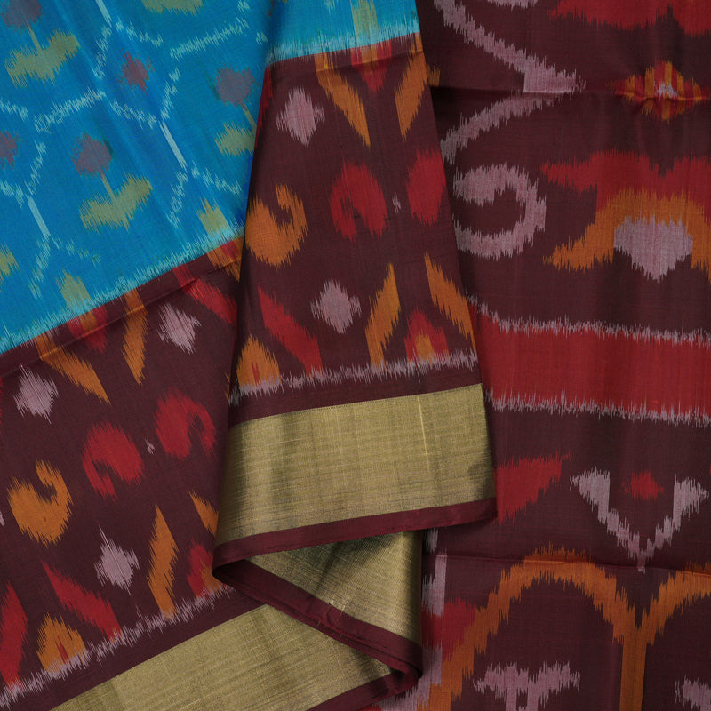 Hayagrivas Handloom Rama Blue Soft Silk Saree with Wine Brown Border KBE663G2-20