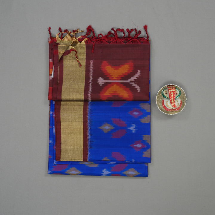 Hayagrivas Handloom Purplish-Blue Soft Silk Saree with Wine Brown Border KBE663G2-24