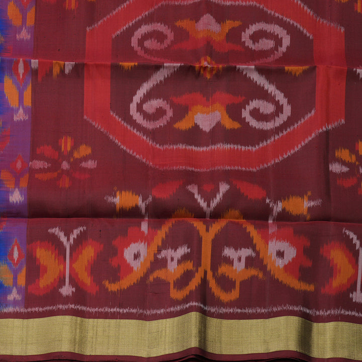 Hayagrivas Handloom Purplish-Blue Soft Silk Saree with Wine Brown Border KBE663G2-24