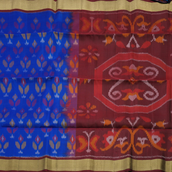 Hayagrivas Handloom Purplish-Blue Soft Silk Saree with Wine Brown Border KBE663G2-24