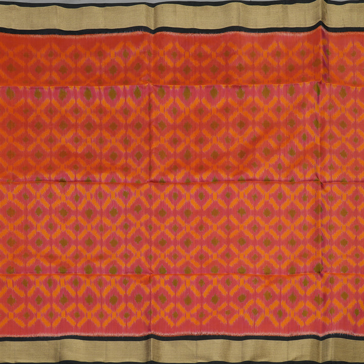 Hayagrivas Handloom Pink Pure Ikkat Soft Silk Saree with Black Border KBE663G2-41