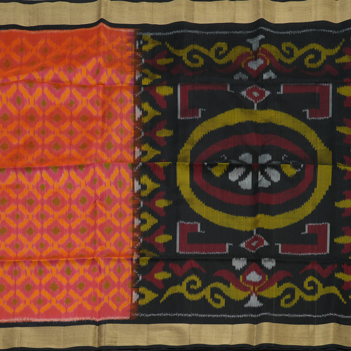 Hayagrivas Handloom Pink Pure Ikkat Soft Silk Saree with Black Border KBE663G2-41