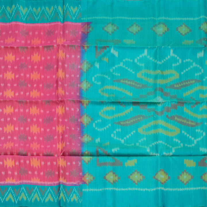 Hayagrivas Pink Pure Ikkat Soft Silk Saree KBE663G3-3