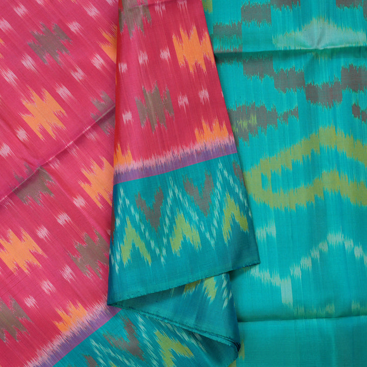 Hayagrivas Pink Pure Ikkat Soft Silk Saree KBE663G3-3