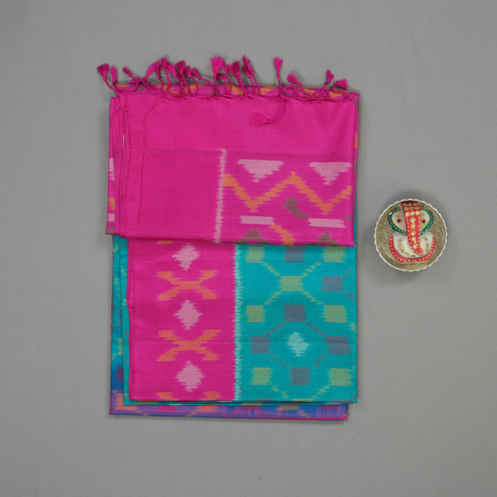 Hayagrivas Handloom Sea Green Soft Silk Saree with Magenta Border KBE663G3-8