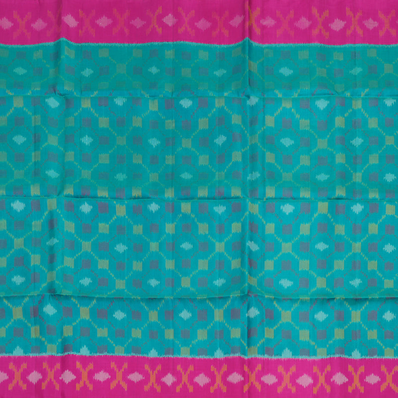 Hayagrivas Handloom Sea Green Soft Silk Saree with Magenta Border KBE663G3-8